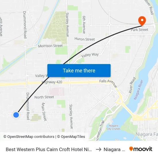 Best Western Plus Cairn Croft Hotel Niagara Falls to Niagara Falls map