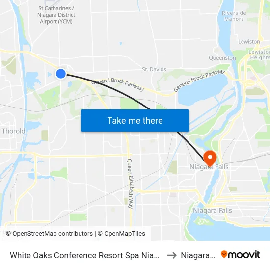 White Oaks Conference Resort Spa Niagara on the Lake to Niagara Falls map