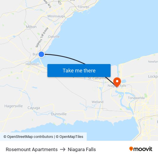 Rosemount Apartments to Niagara Falls map
