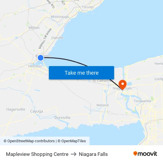 Mapleview Shopping Centre to Niagara Falls map
