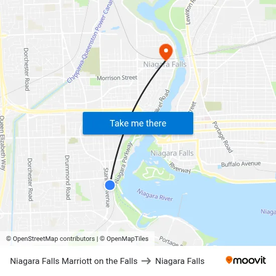 Niagara Falls Marriott on the Falls to Niagara Falls map