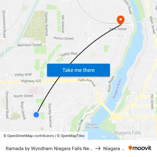 Ramada by Wyndham Niagara Falls Near the Falls to Niagara Falls map