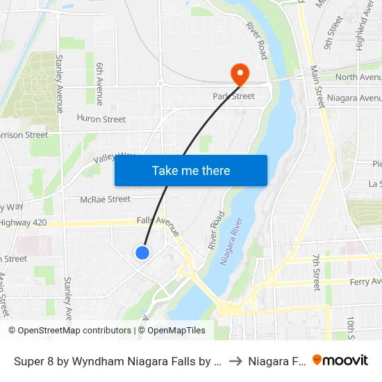 Super 8 by Wyndham Niagara Falls by the Falls to Niagara Falls map