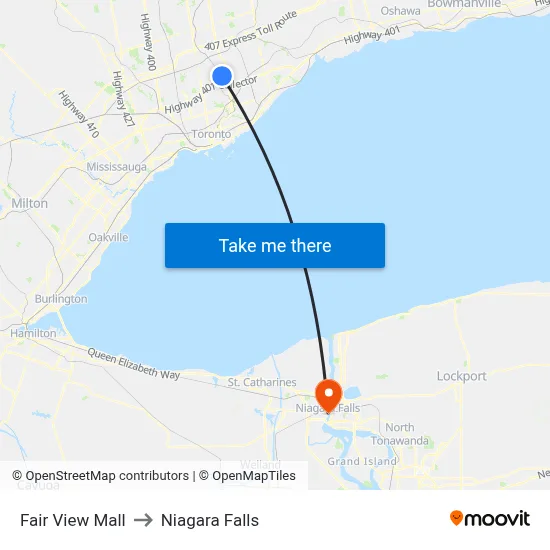 Fair View Mall to Niagara Falls map