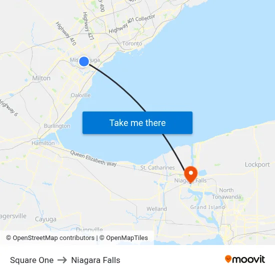 Square One to Niagara Falls map