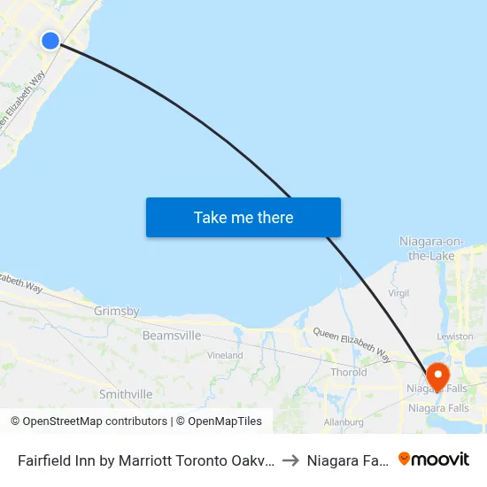 Fairfield Inn by Marriott Toronto Oakville to Niagara Falls map