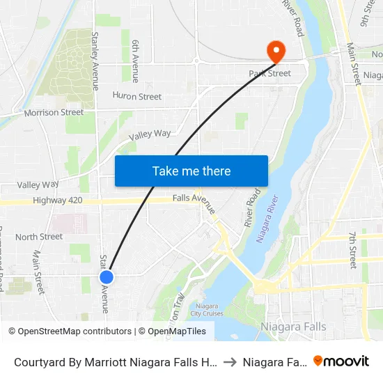 Courtyard By Marriott Niagara Falls Hotel to Niagara Falls map