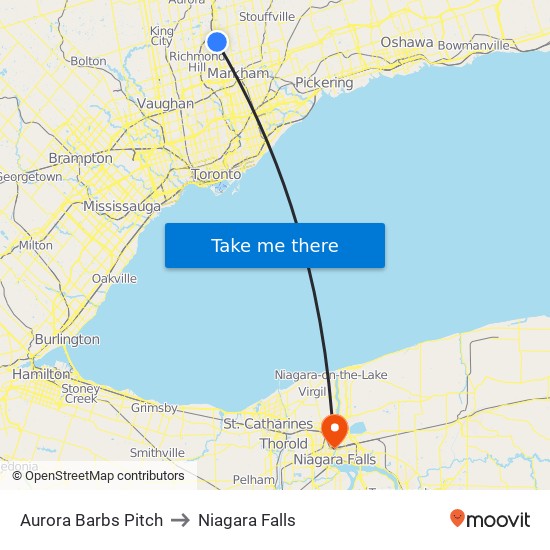 Aurora Barbs Pitch to Niagara Falls map