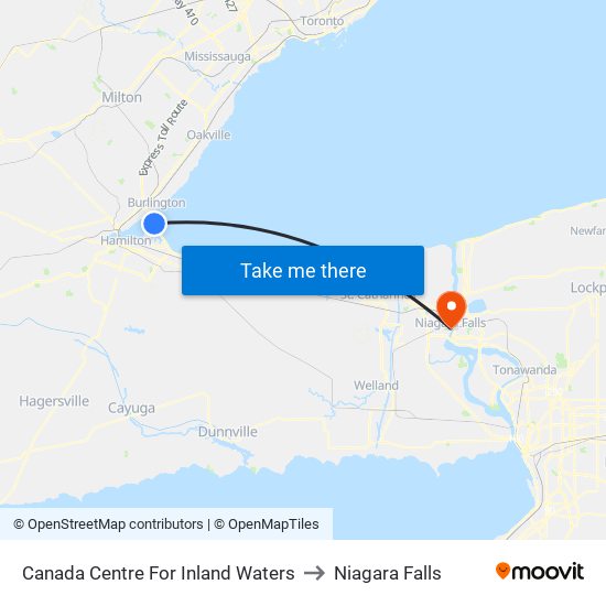 Canada Centre For Inland Waters to Niagara Falls map