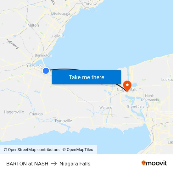 BARTON at NASH to Niagara Falls map