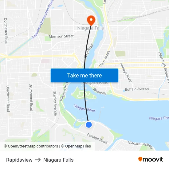 Rapidsview to Niagara Falls map