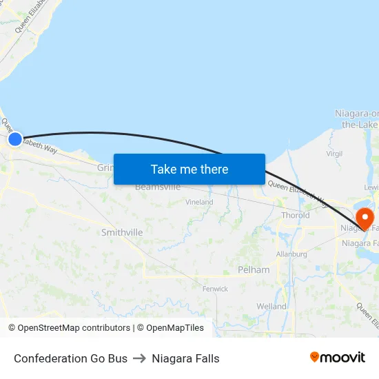 Confederation Go Bus to Niagara Falls map