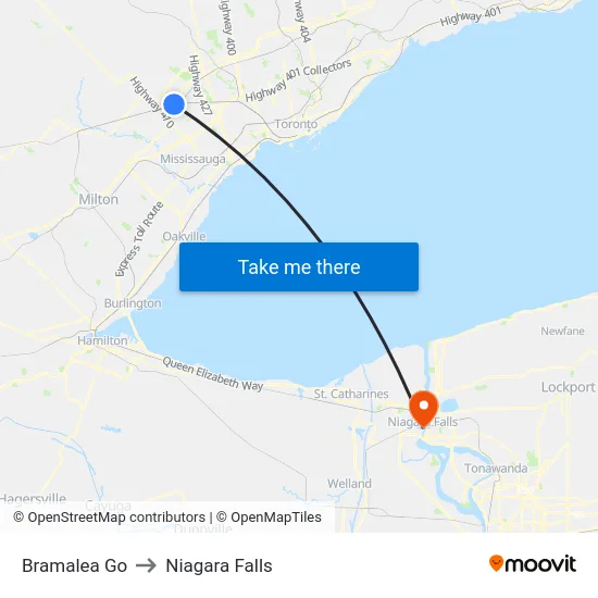 Bramalea Go to Niagara Falls map