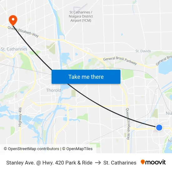 Stanley Ave. @ Hwy. 420 Park & Ride to St. Catharines map