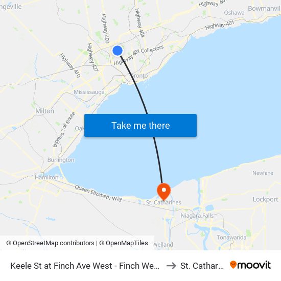 Keele St at Finch Ave West - Finch West Station to St. Catharines map