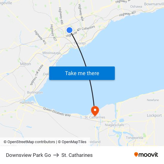 Downsview Park Go to St. Catharines map