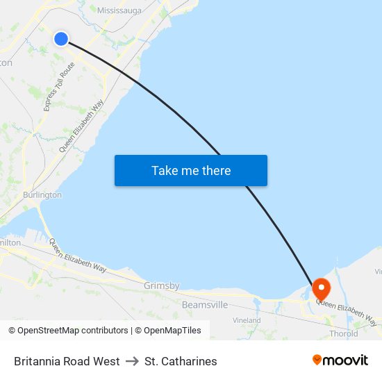 Britannia Road West to St. Catharines map