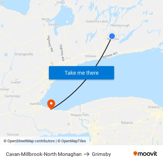 Cavan-Millbrook-North Monaghan to Grimsby map