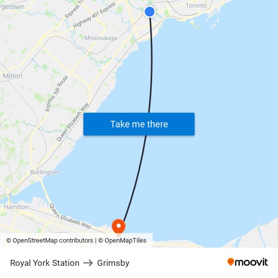 Royal York Station to Grimsby map