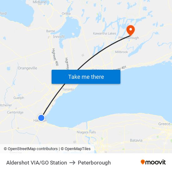 Aldershot VIA/GO Station to Aldershot VIA/GO Station map