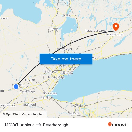 MOVATI Athletic to Peterborough map