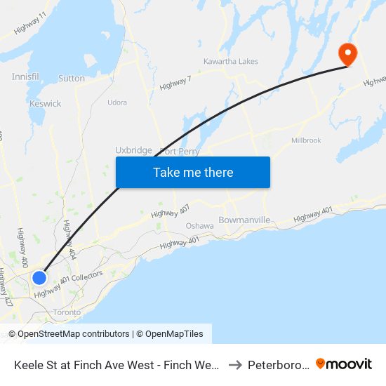 Keele St at Finch Ave West - Finch West Station to Peterborough map