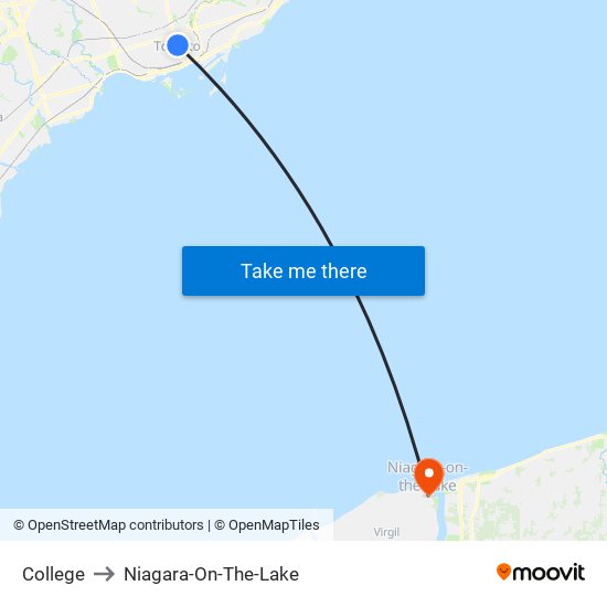 College to Niagara-On-The-Lake map