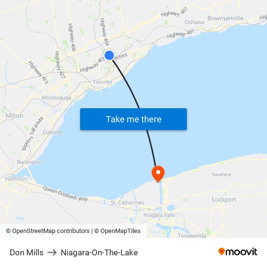 Don Mills to Niagara-On-The-Lake map
