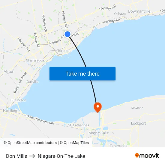 Don Mills to Niagara-On-The-Lake map