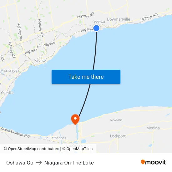 Oshawa Go to Niagara-On-The-Lake map