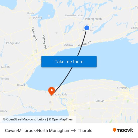 Cavan-Millbrook-North Monaghan to Thorold map