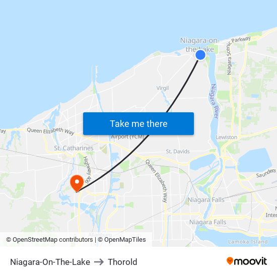 Niagara-On-The-Lake to Thorold map