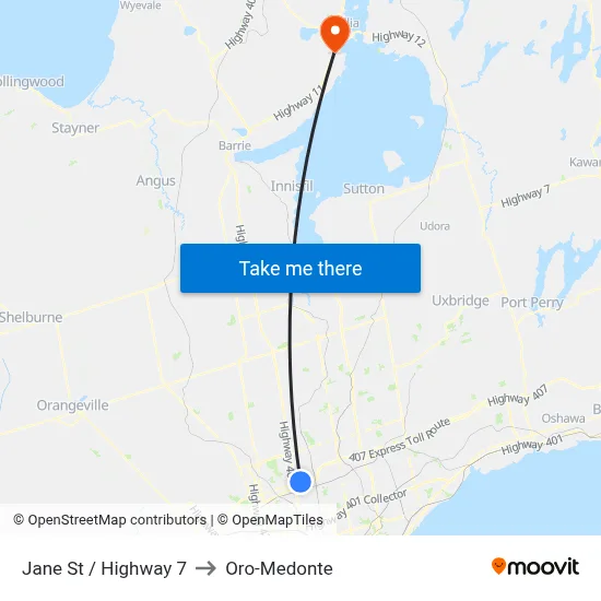 Jane St / Highway 7 to Oro-Medonte map