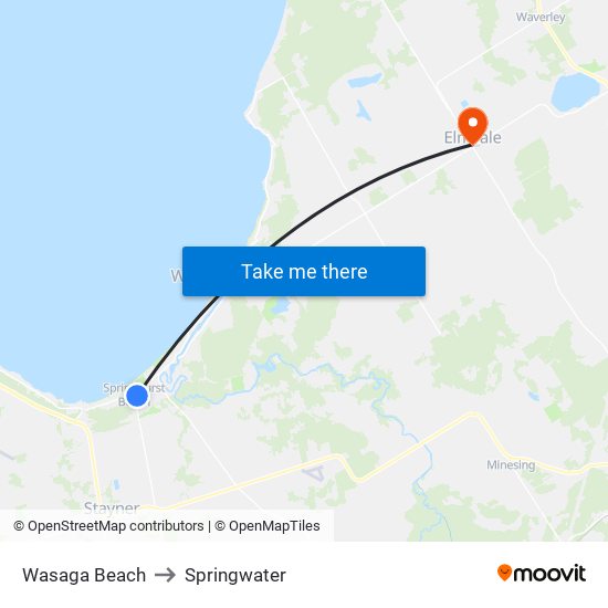 Wasaga Beach to Springwater map