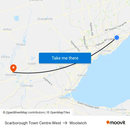 Scarborough Town Centre-West to Woolwich map