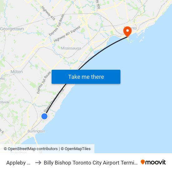 Appleby Go to Billy Bishop Toronto City Airport Terminal map