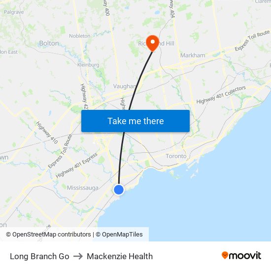 Long Branch Go to Mackenzie Health map