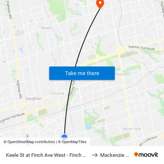 Keele St at Finch Ave West - Finch West Station to Mackenzie Health map