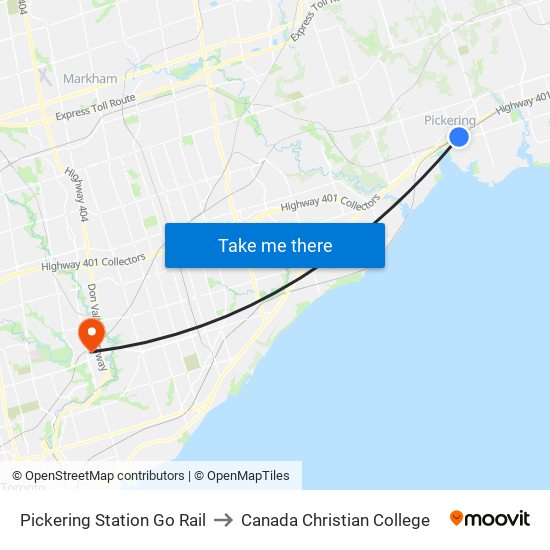 Pickering Station Go Rail to Canada Christian College map