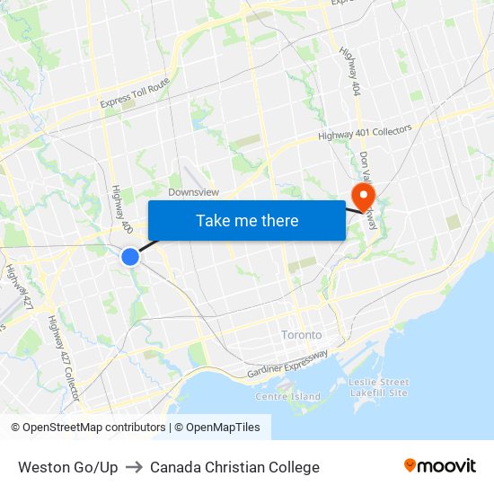 Weston Go/Up to Canada Christian College map