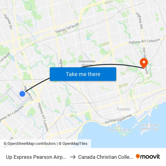 Up Express Pearson Airport to Canada Christian College map