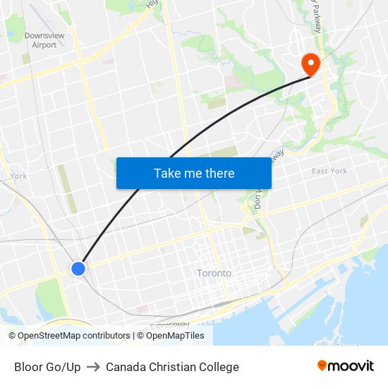 Bloor Go/Up to Canada Christian College map