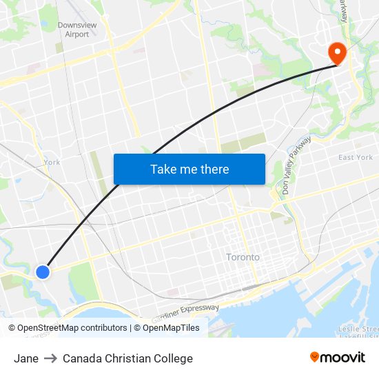 Jane to Canada Christian College map