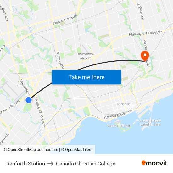 Renforth Station to Canada Christian College map