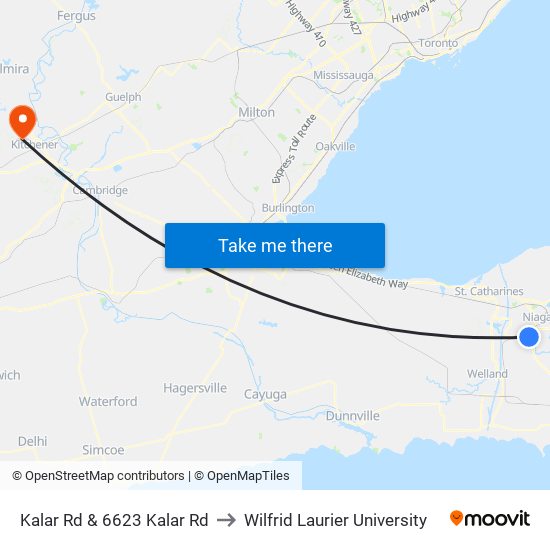 Kalar Rd & 6623 Kalar Rd to Wilfrid Laurier University map
