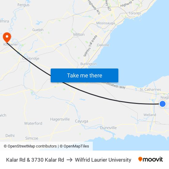 Kalar Rd & 3730 Kalar Rd to Wilfrid Laurier University map