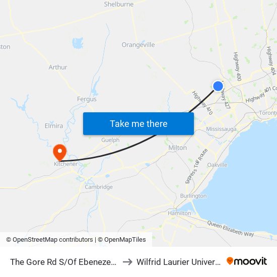 The Gore Rd S/Of Ebenezer Rd to Wilfrid Laurier University map