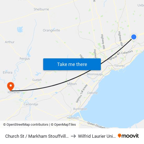 Church St / Markham Stouffville Hospital to Wilfrid Laurier University map