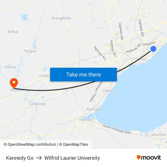 Kennedy Go to Wilfrid Laurier University map