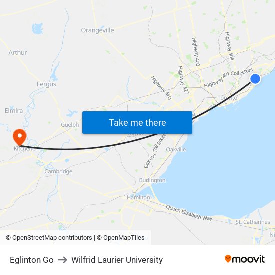 Eglinton Go to Wilfrid Laurier University map